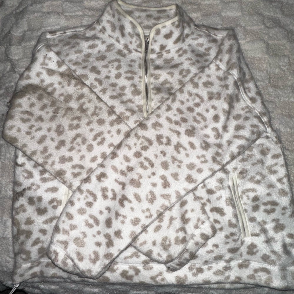 Fuzzy White Cheetah Sweater
